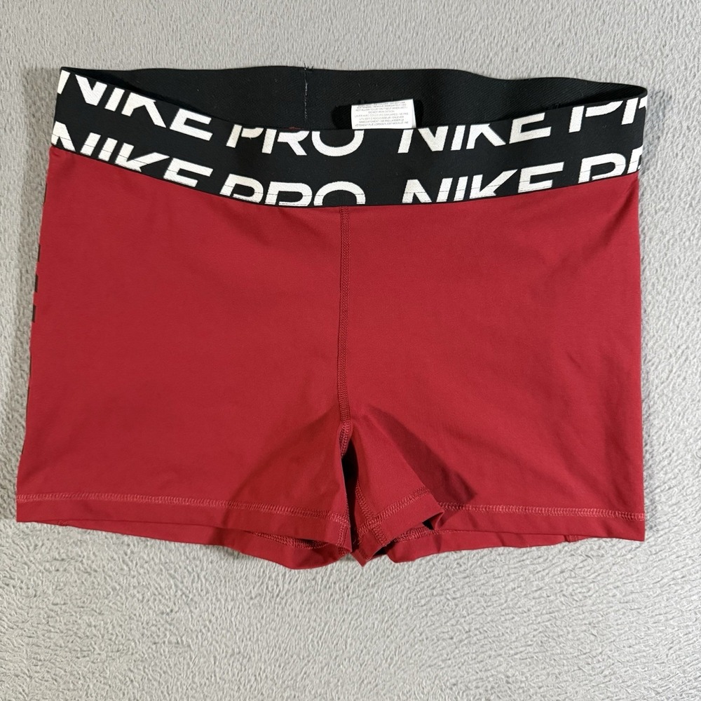 Nike Pro Women's Red Athletic‎ Shorts Polyester Spandex Elastic Waist Size XL